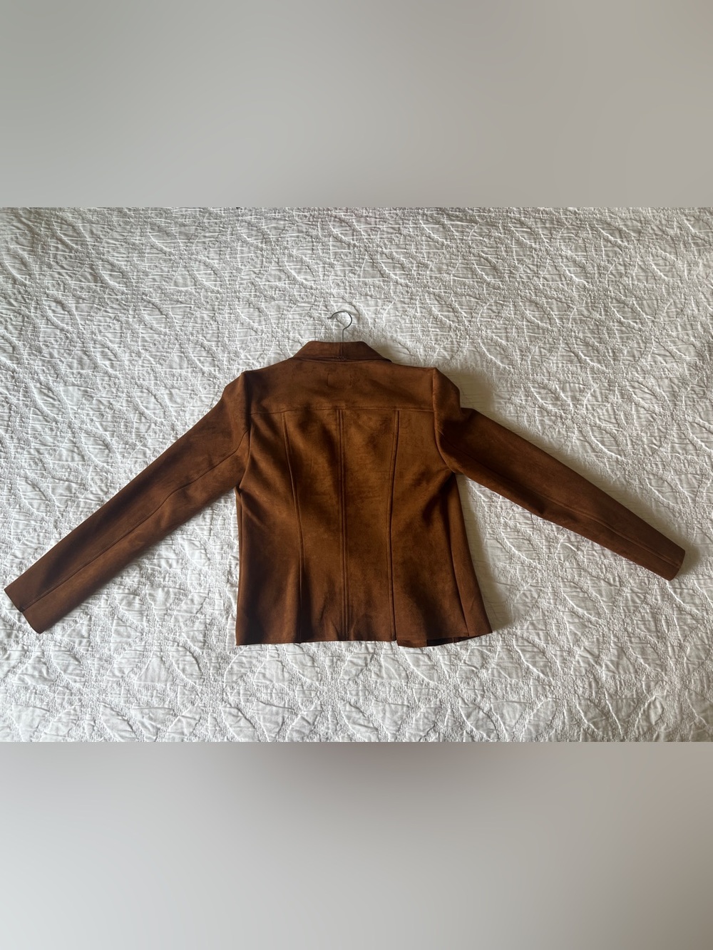 Kut from the Kloth Carina Faux Suede Drape Moto Jacket in Shade Whiskey - Picture 2 of 10